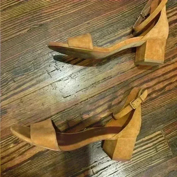 Free People | Brown Suede Block Heel Ankle Strap Marigold Sandals Sz 38 Sz 7.5 - Picture 2 of 9